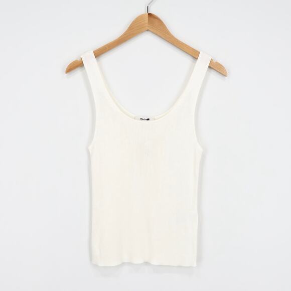 NWT Madewell Scoopneck Sweater Tank Slim Fit Drapey Ribbed Ivory Size Medium - Picture 1 of 7